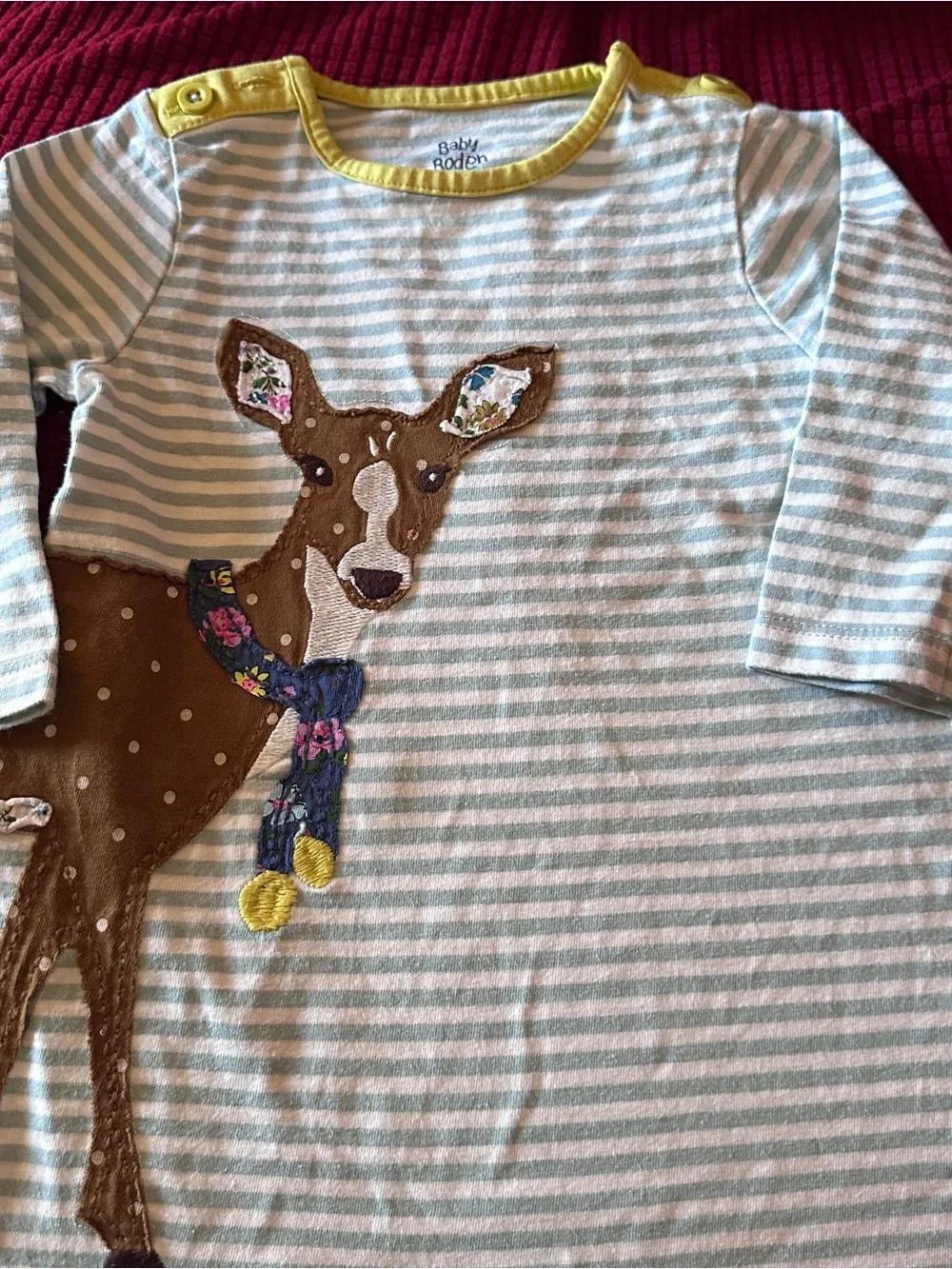 Baby Boden brown deer dress fair stains, size 6-12 months